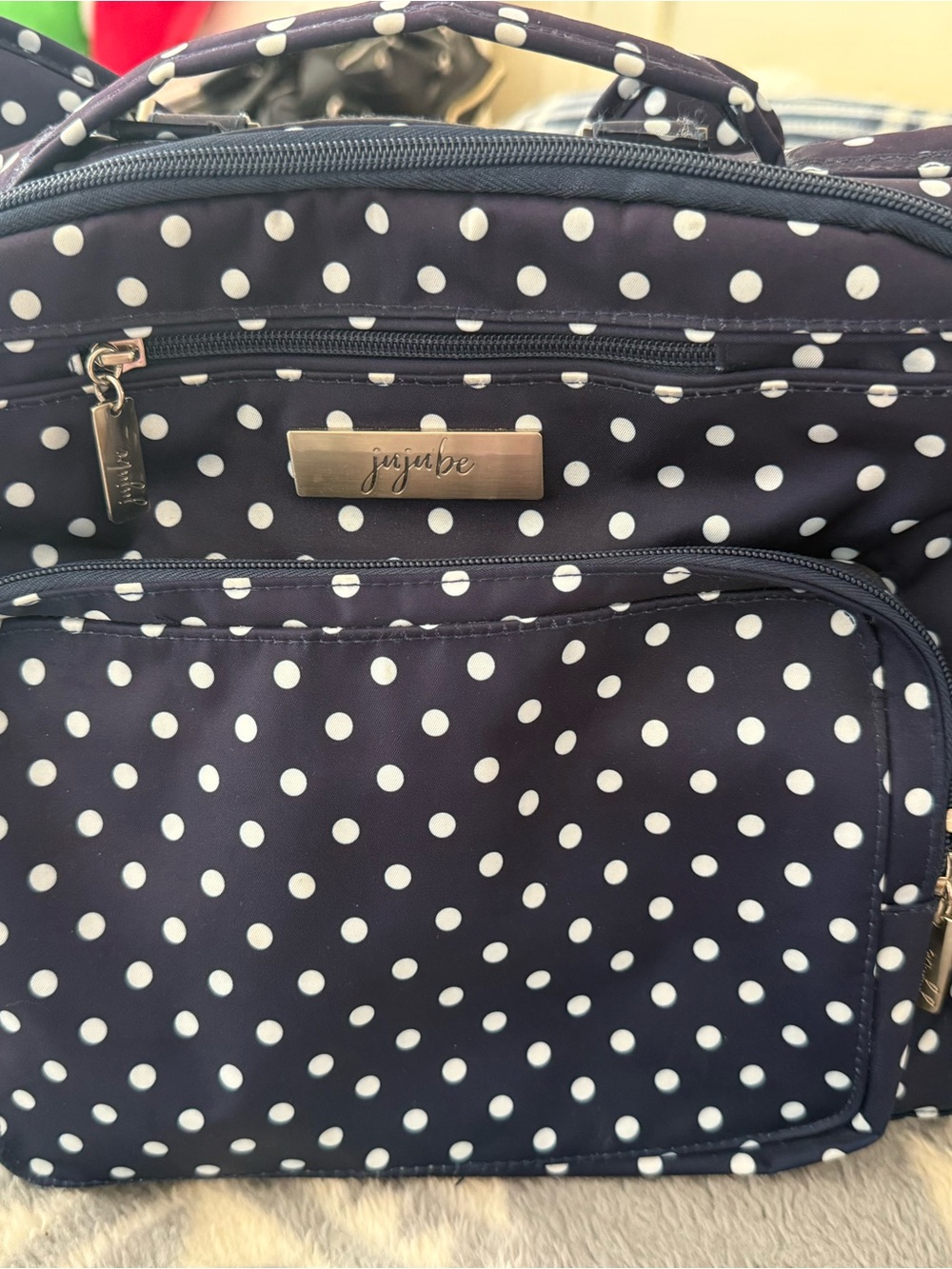 Ju-Ju-Be Navy and White Polka Dot Baby Bag